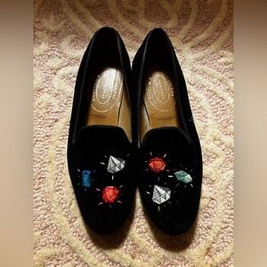 Stubbs and Wootton Gem Stone Velvet Loafers Size 9